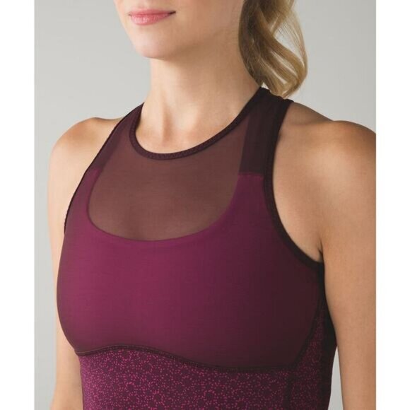 Lululemon Ready, Set, Sweat Tank In Star Pixel Raspberry Bordeaux Drama Size 4 - Picture 2 of 9